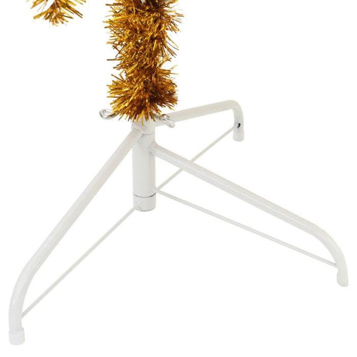 VidaXL Demi sapin de Noël artificiel avec support doré 240 cm PET 344694