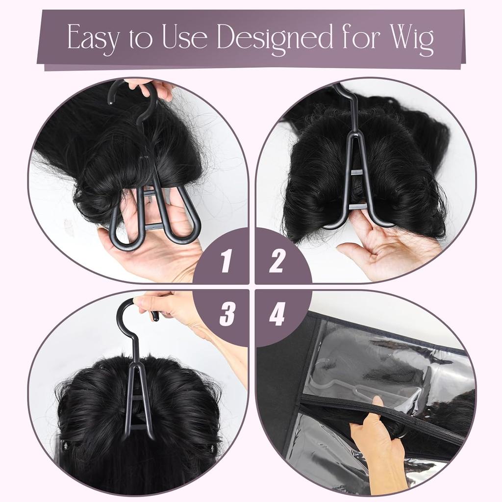 Plussign Wig Storage Bag With Hanger Holder Case Wigs Pouch Water Dust-Proof Organizer Protect For Professional Hair Extensions