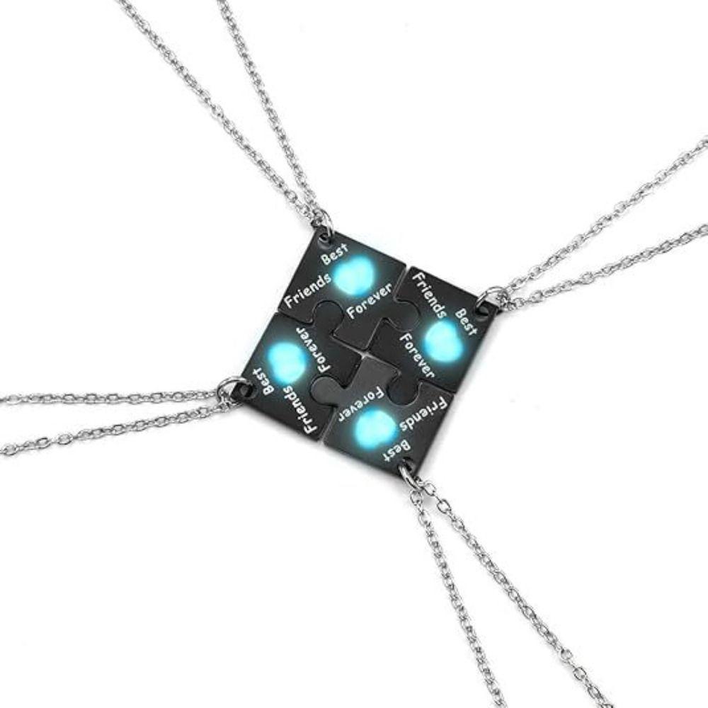 4pcs Stainless Steel Patchwork Sister Necklace Neck Chain Friends Forever Necklace  Birthday Gift