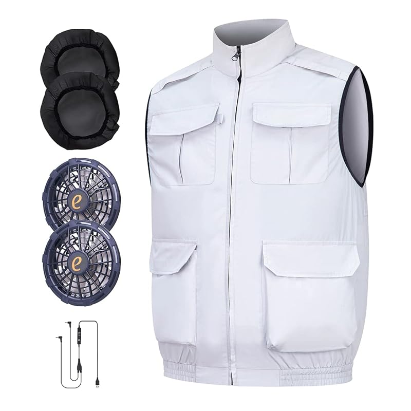 

[AIDAMAI] Work clothes with fan with fan set air cooling adjustable work clothes Large air volume long life Comfortable to wear vest with fan Dust
