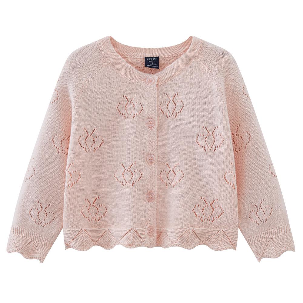Dětský pletený kardigan Tenký bavlněný nežmolkující bunda Ochrana proti slunci Dívčí svetr kardigan