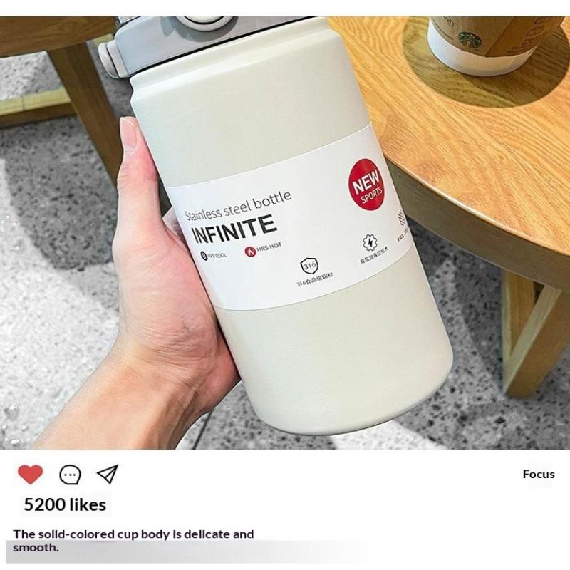 1000/1200Ml Stainless Steel Insulated Kettle With Straw, Vacuum Bottle For Office, Car, Travel, Camping & Holiday Gifts
