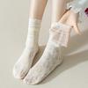 Women's White Lace Scrunch Mid-Calf Summer Socks - Mesh, JK Style, Ideal for Mary Jane Shoes