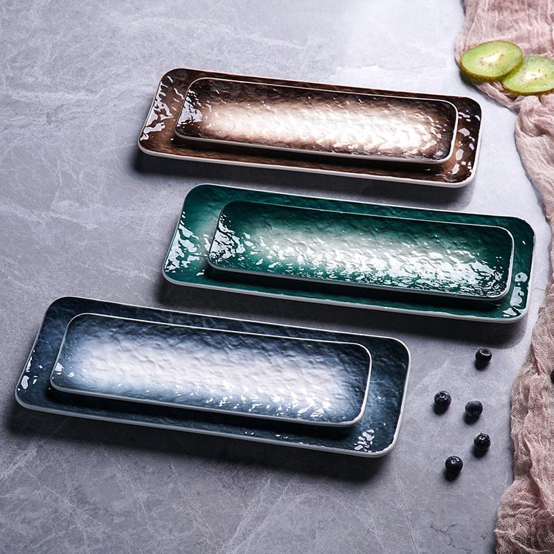 Assiette à Sushi Style Japonais Assiettes à Sushi en Céramique Sashimi Snacks Assiette Longue Restaurant Japonais el Plat Rectangulaire Vaisselle