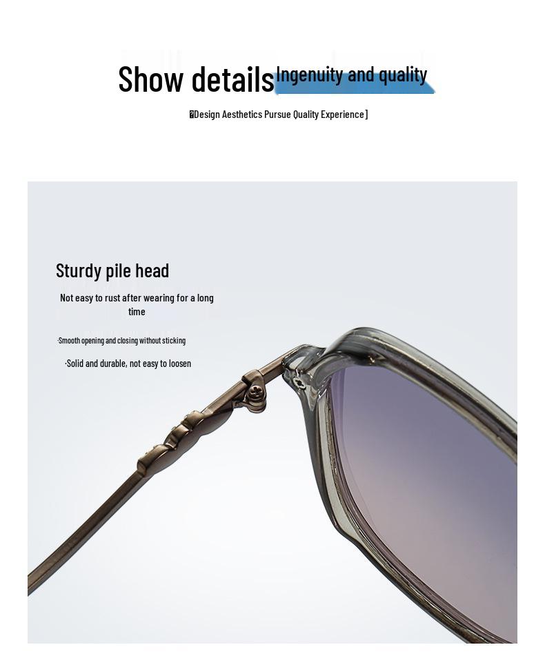 Elegant High-End Polarized Metal Frame Granny Glasses Sunglasses