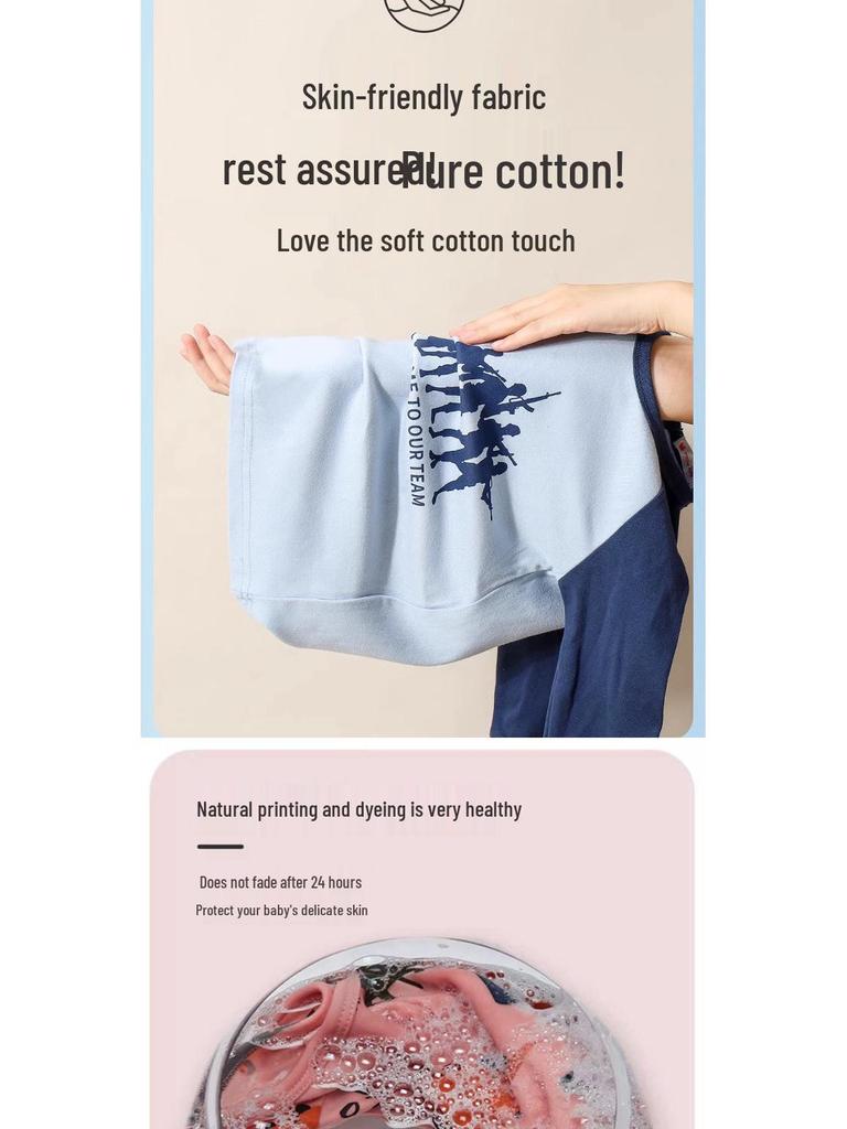 Kids' Seasonal Cotton Clothing Set: Boys' Autumn Trousers, Girls' Winter Warm Underwear, Small & Medium Children's Homewear