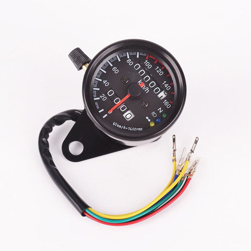 Motorcycle Digital Odometer Speedometer Gauge 160 km/h Max Speed LED Display Headlight Neutral Turn Signal Indicators Black