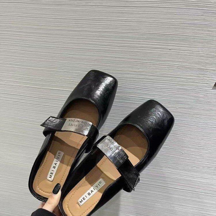 [Youshilai] Square Head Temperament Mary Jane Shoes Women's Spring 2025 New Retro Fashion Outer Wear One Pedal
