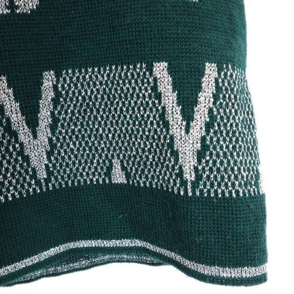 VINTAGE 80s Made in France Overall handle Long sleeve V-Net knit sweater Women Used