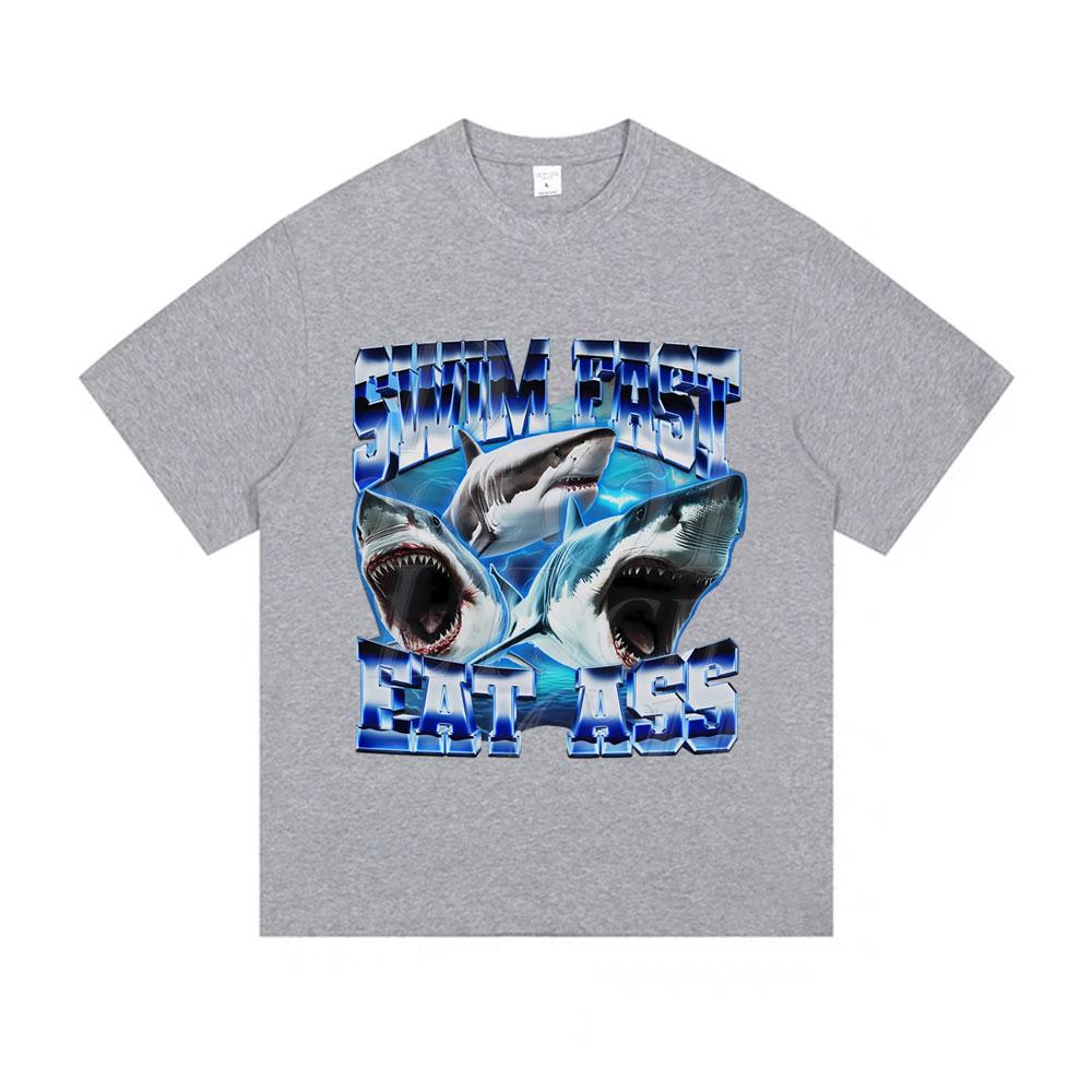 Tralalero Tralala Funny Swim Fast Eat Ass Shark Graphic T Shirts Men Women Summer Casual Humor Short Sleeve Male Fashion Tshirt