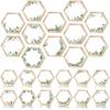60 Pcs Simply Boho Hexagons Cutouts for Plant Themed Classroom Bulletin Board Decor Greenery and Wood Grain for Farmhouse Rustic Classroom Décor