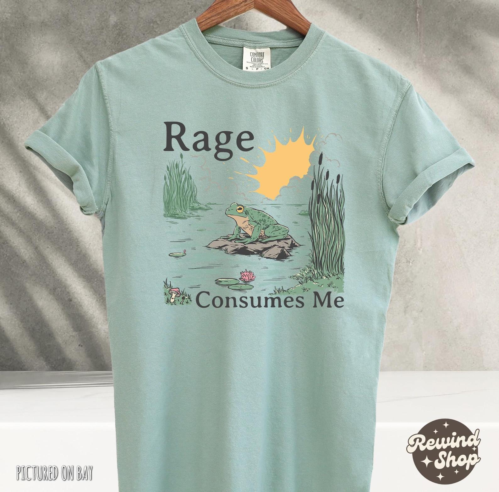 Rage Consumes Me Shirt, Frog Pond TShirt, Meme Frog Shirt, Vintage Style Unisex T-Shirt, Nature Lover Gift, Funny Frog Retro Shirt L