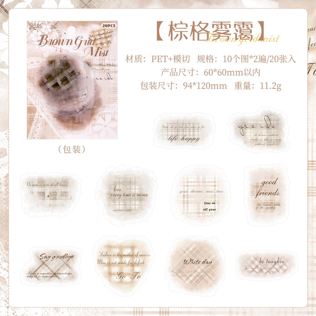20 Sheets Creative Gradient Smudge Text Stickers Vintage Scrapbooking Journal DIY Decorative Stickers Craft Supplies