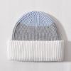 Color Matching Rabbit Plush Wool Hat Double-layer Flipped Brim Versatile Knitted Hat Warm Autumn and Winter Fashion Windproof Striped Hat Women