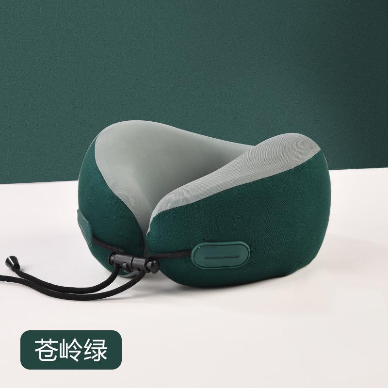 Ergonomic Memory Foam Travel Pillow | U-Shaped Neck Support & Pain Relief | Compressible Head Rest for Airplane & Office зелёный