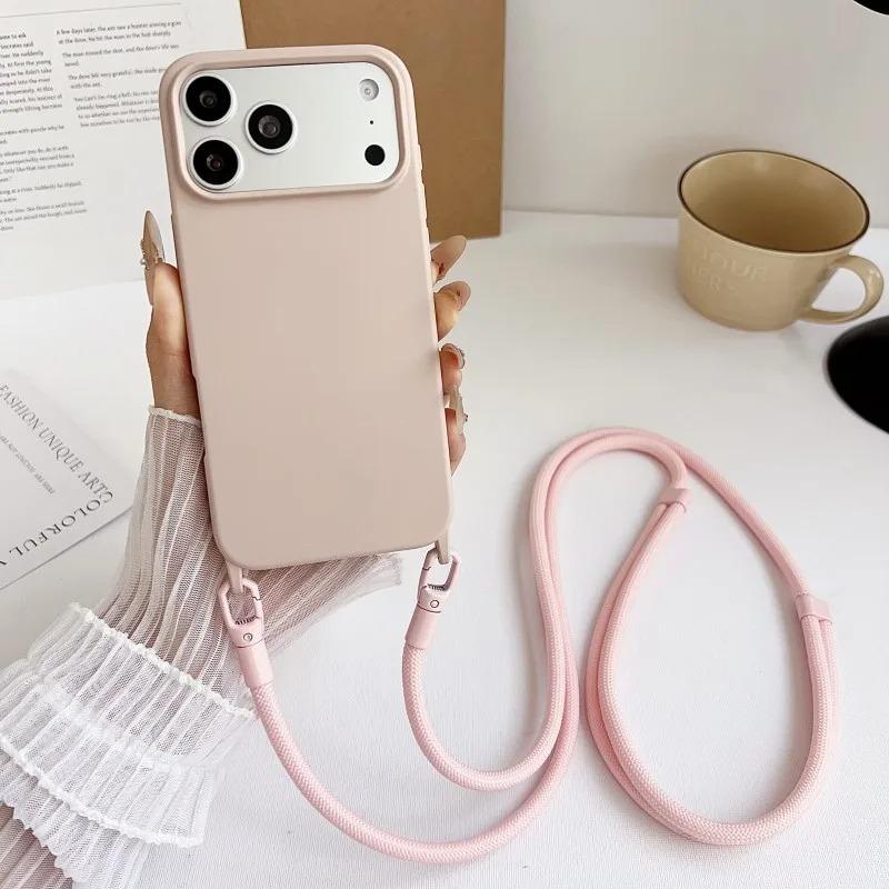 Custodia per Telefono con Laccetto in Silicone Per Per Iphone 17 16 1 14 13 Pro Max 17Pro 16Pro Air Antiurto Cinghia a Tracolla Cordoncino Copertura