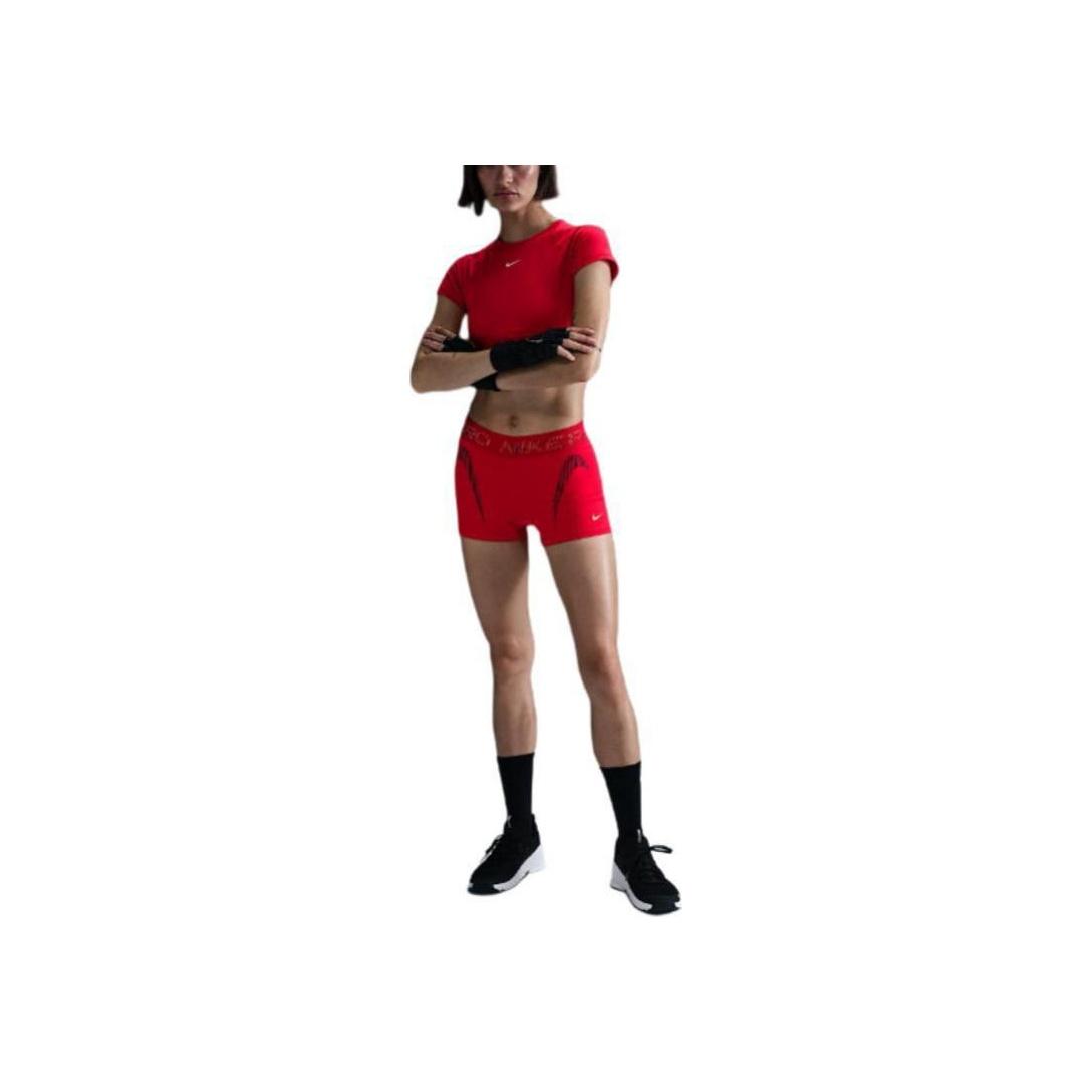 Nike Logo Mid-Rise Elastic Quick-Dry Slim Fit Sports Shorts Women shorts Deep-Red HJ1226-657 XS