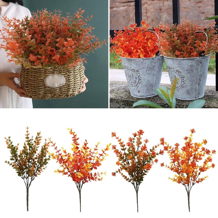 Set of 12 Artificial Fall Leaf Branches for Table Arrangements Long Eucalyptuses Stems Home Decoration Party Accessory