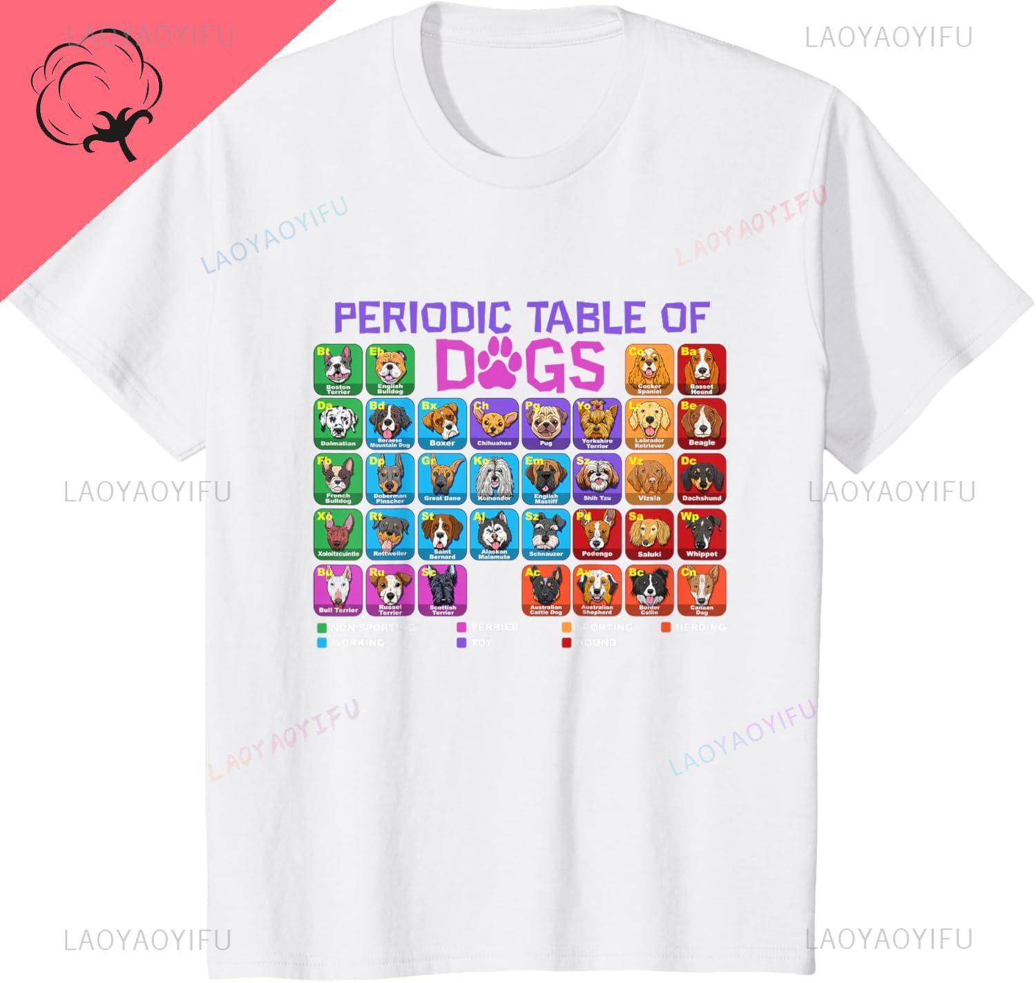 

Periodic Table of Dogs Pet Puppy Science Dog Lover Dog Owner T-Shirt Cotton Y2k Couple Individuality Funny Shirt Camiseta 4XL