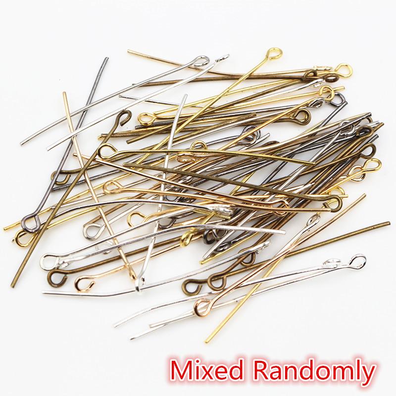 200pcs/bag 16 20 25 30 35 40 45 50mm Eye Head Pins Classic 7 Colors Plated Eye Pins For Jewelry Findings Making DIY Supplies