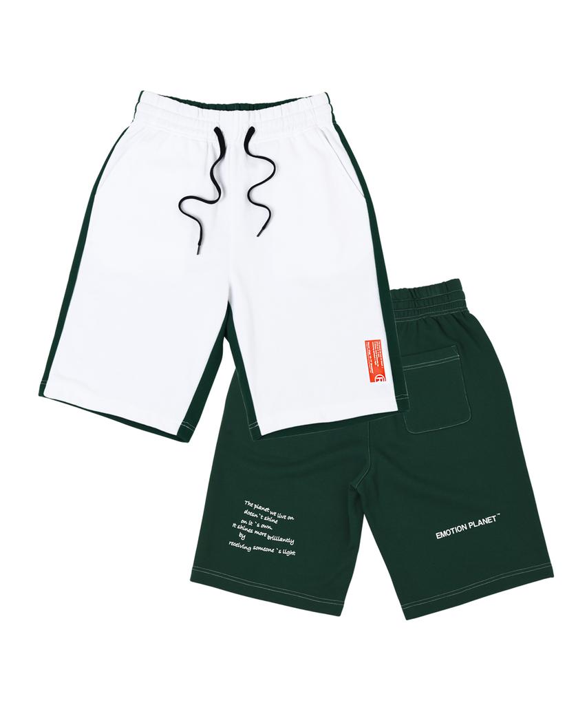 EMOTION PLANET Back Print Half Training Pants (White)