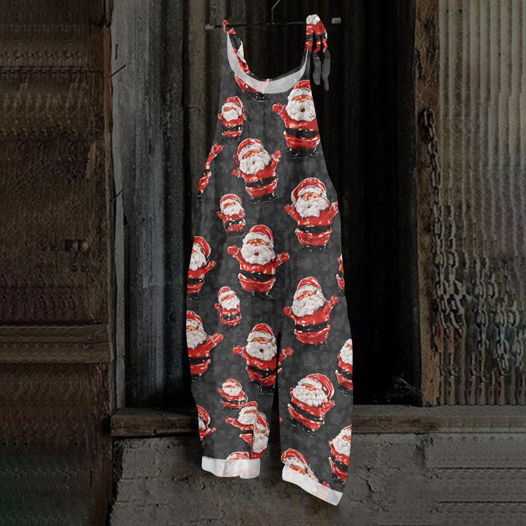 Women's Independence Day Print Jumpsuit, Casual Loose Fit Vintage Cotton Linen Overalls for 4th of