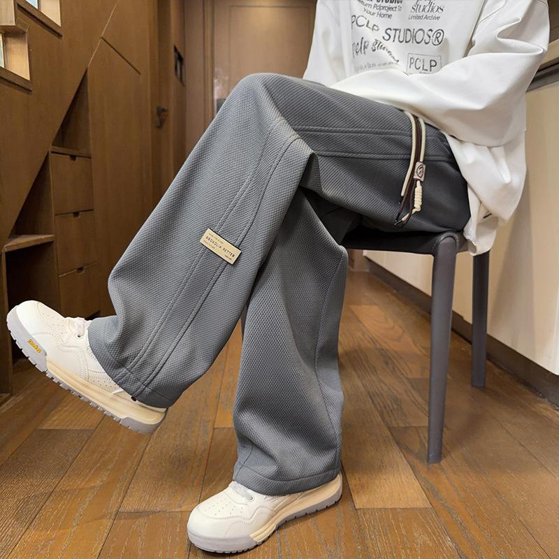 Velcro Pants for Men, Winter and Spring New Men's Sweatpants, Straight-leg Wide-leg Pants, Sports Casual Pants