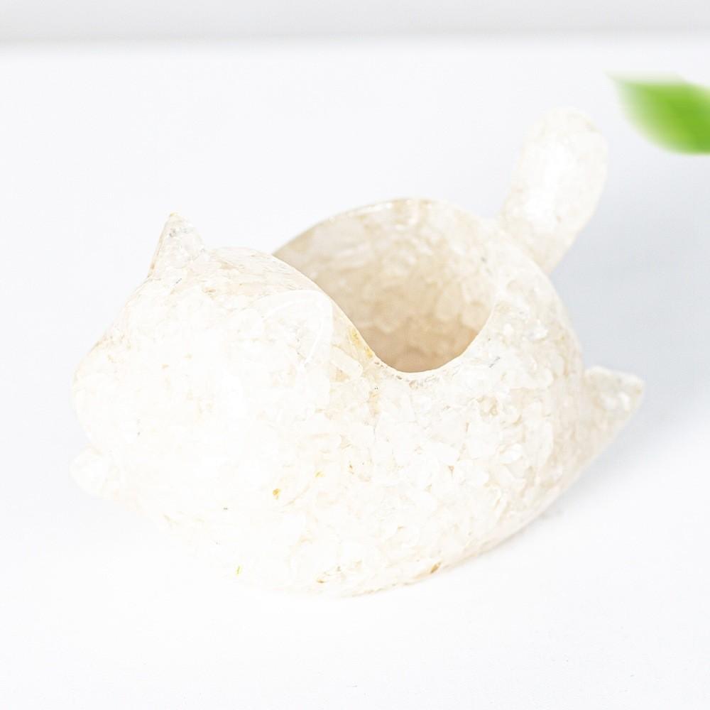 Resin Cat Car Decor Figurine With Crystal Stones For Home And Car Display