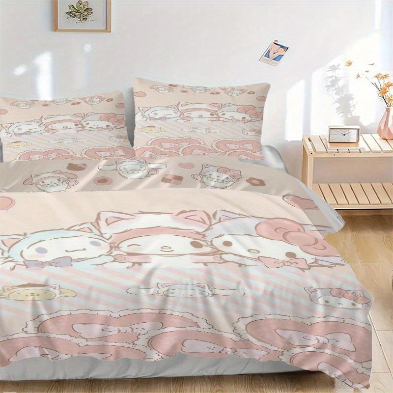 

3pcs Good Friends Cinnamoroll My Melody HelloKitty Print Cover Set Ultra Soft, Breathable, and Comfortable Bedding with Stylish Design for Bedroo 135x200cm