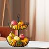 2 Tier Fruit Basket Storage Stand Candy Wooden Base Iron Wire Vegetable Bowl Food Serving Parties Candy Tiered Storage Stand