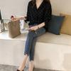Polka Dot Printed Chiffon Shirt Women's Long Sleeved Top Shirt