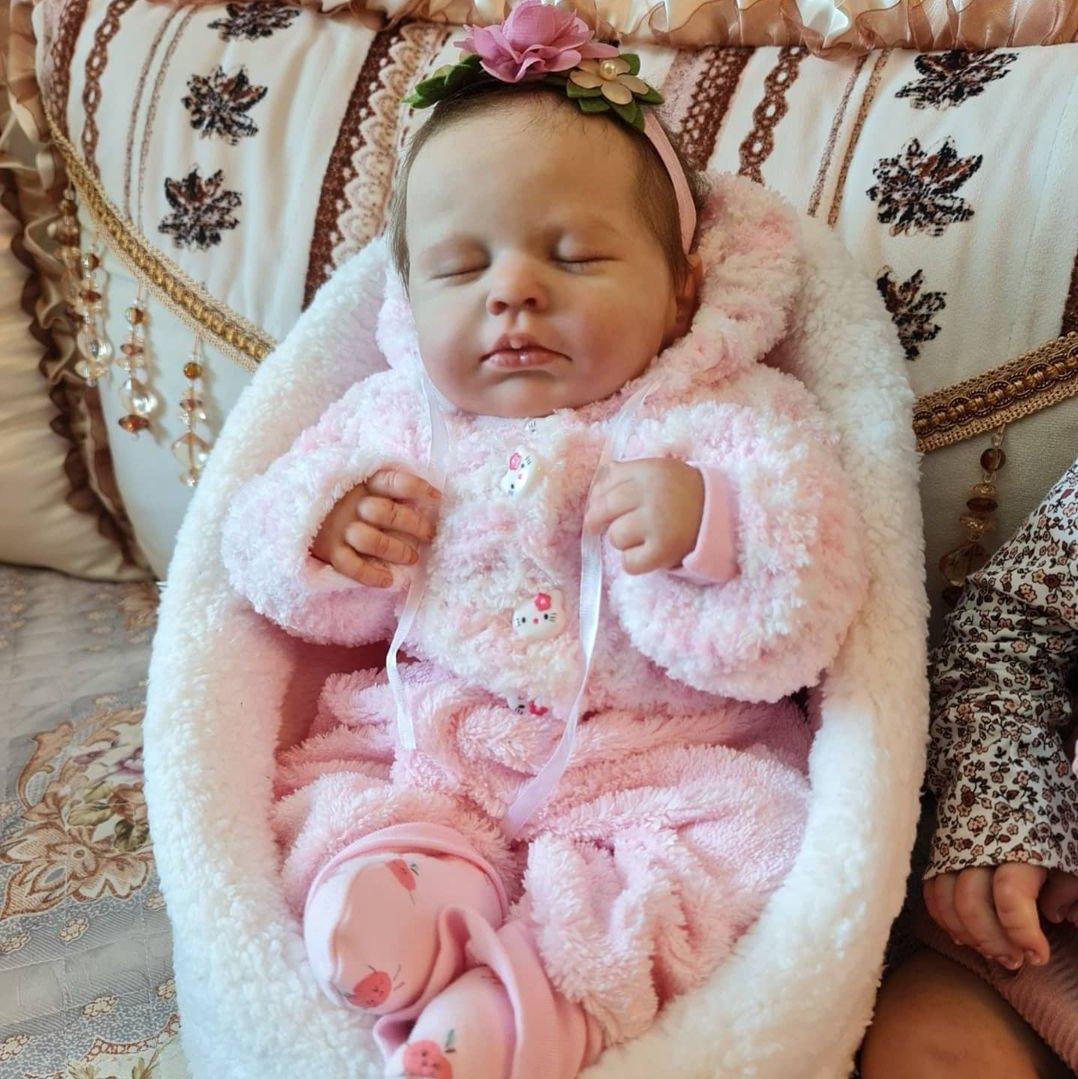 49cm Loulou Handmade Reborn Baby Doll with 3D Skin and Visible Veins 49cm Cloth Body Doll