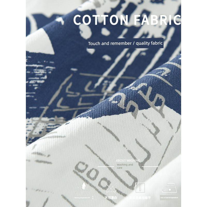 Summer Tokyo Trendy over Print Half Short sleeve Shirts Men's Clothing Hong Kong Style Youth Loose Casual Shirt Pure Cotton New