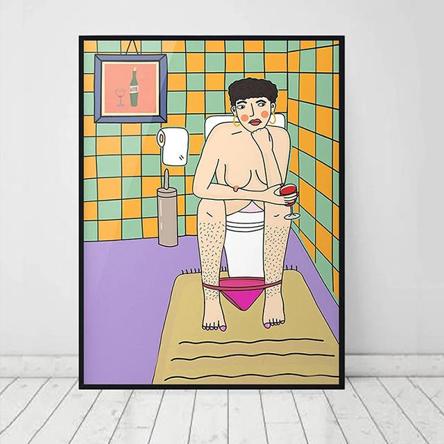 

Современный Ragazza Capezzoli Boho Bagno Illustrazione постер Minimalista Arte Della Parete Stampe Su Tela Pittura Immagini Decor 21x30cm No Framed