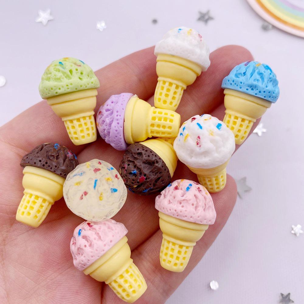 Colorful Resin 3D Cheese Cone Flatback Cabochon Stone Fake Candy Food Figurines 10pcs DIY Bow  Accessories Scrapbooks Crafts