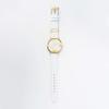 Women's White Marble-patterned Waterproof Watch, 33mm, Gold, Popular Brand NUWL CROCE DOT STONEWHITE