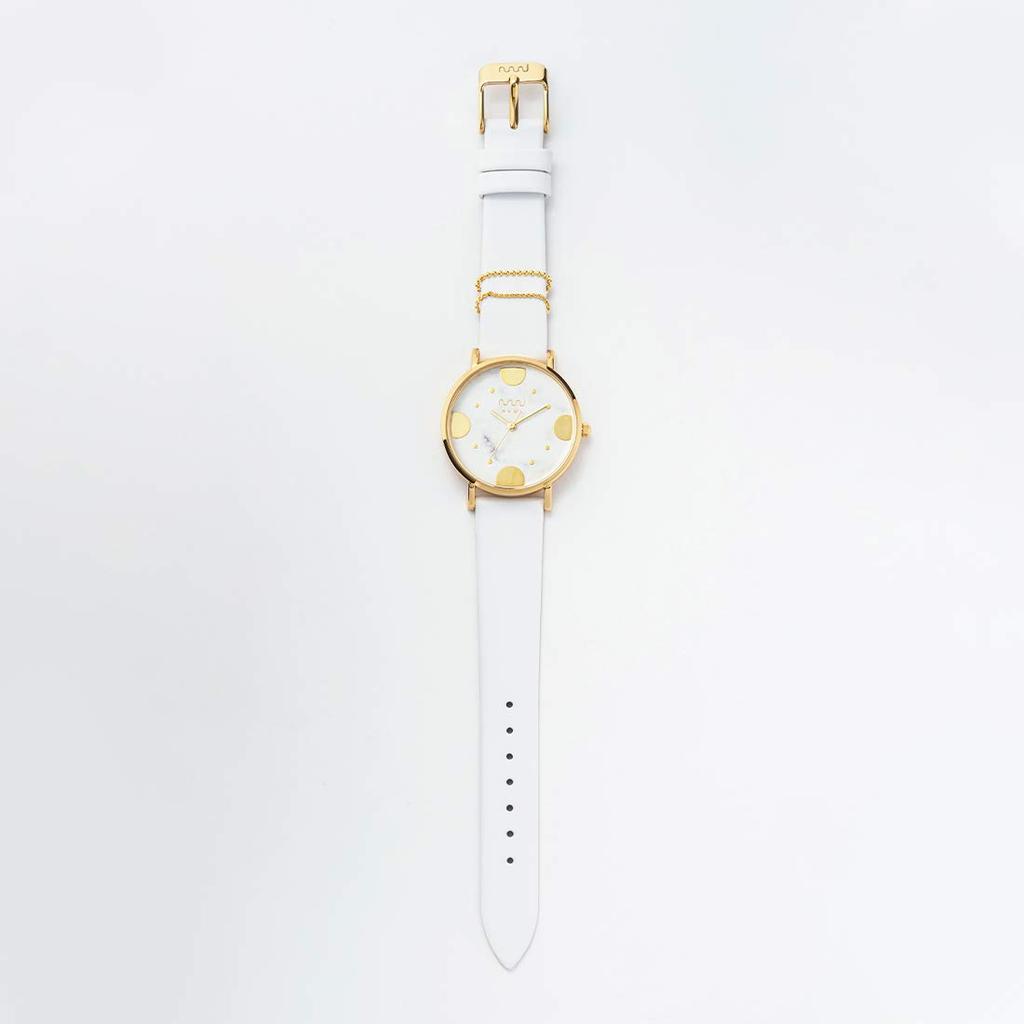 Women's White Marble-patterned Waterproof Watch, 33mm, Gold, Popular Brand NUWL CROCE DOT STONEWHITE