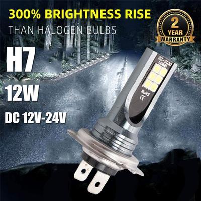 Zestaw żarówek LED do reflektorów samochodowych 12W – 12V-24V Wysokiej mocy 6000K Reflektor o jasności 26000LM, H1 H3 H4 H7 H11 1 szt.