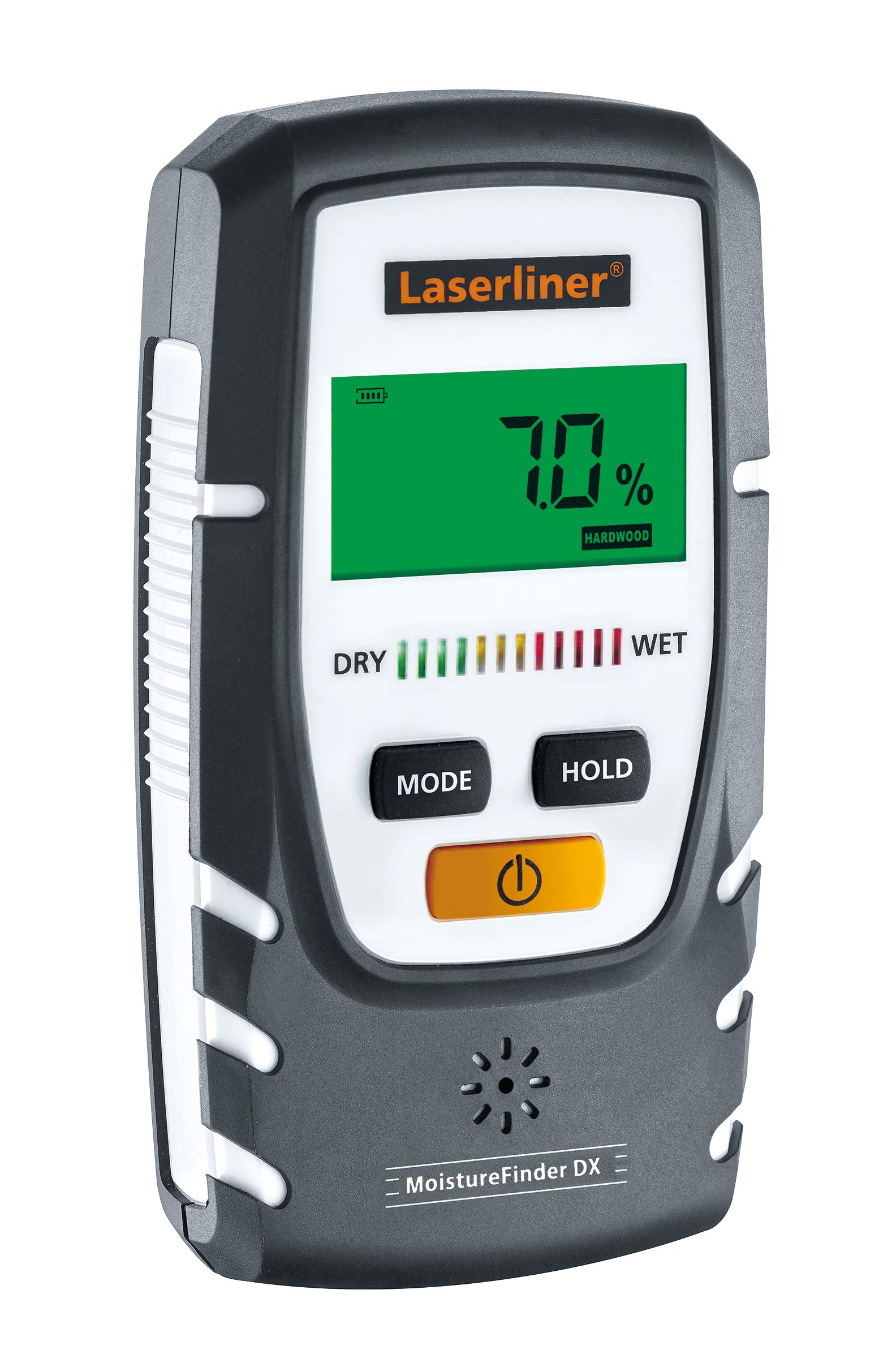 

Laserliner Moisture Finder DX Moisture Meter Flat contact type moisture meter that allows you to check the moisture content just by placing it on the чорний
