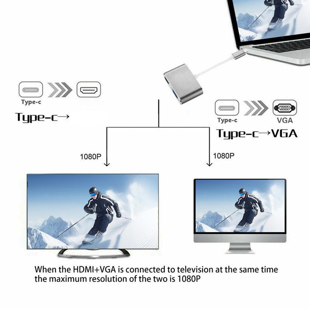 Adapter TypeC Hub to VGA HDMI DVI Displayport/3.1 Ethernet Converter Dock 4K Resolution HDMI Hub Type‑C Hub Type‑C to HDMI