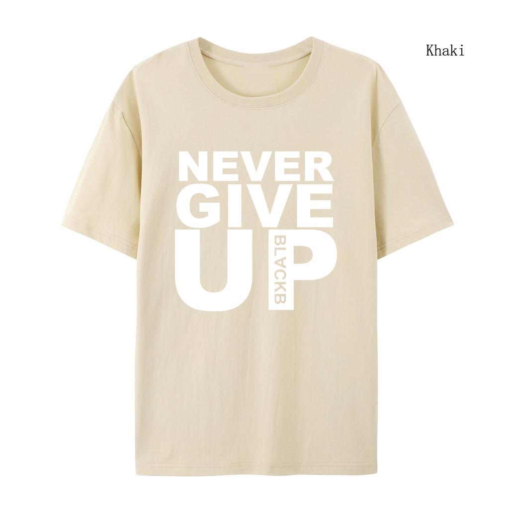 Autumn Winter Men T-shirt Tracksuit Never Give Up 100% Cotton Printed Round Neck High-quality Casual Fitness Street T-shirt