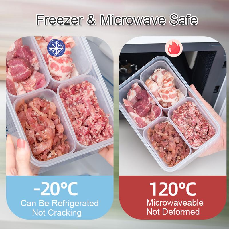 Refrigerator Meat Preservation Storage Box Food Grade Freezer Separate Frozen Meat Compartments for Kitchen Organization Boxes