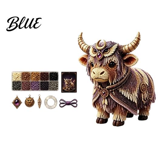 Step-by-step Bead Tutorial 3D Beaded DIY Craft Kit Mythical Highland Cow Tiny Decorative Animal Art