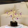 Marble Base Crystal Stone Purple Flower Zinc Alloy Tree Plant Ornaments Home Room Table Furnishing Decoration Office Accessories