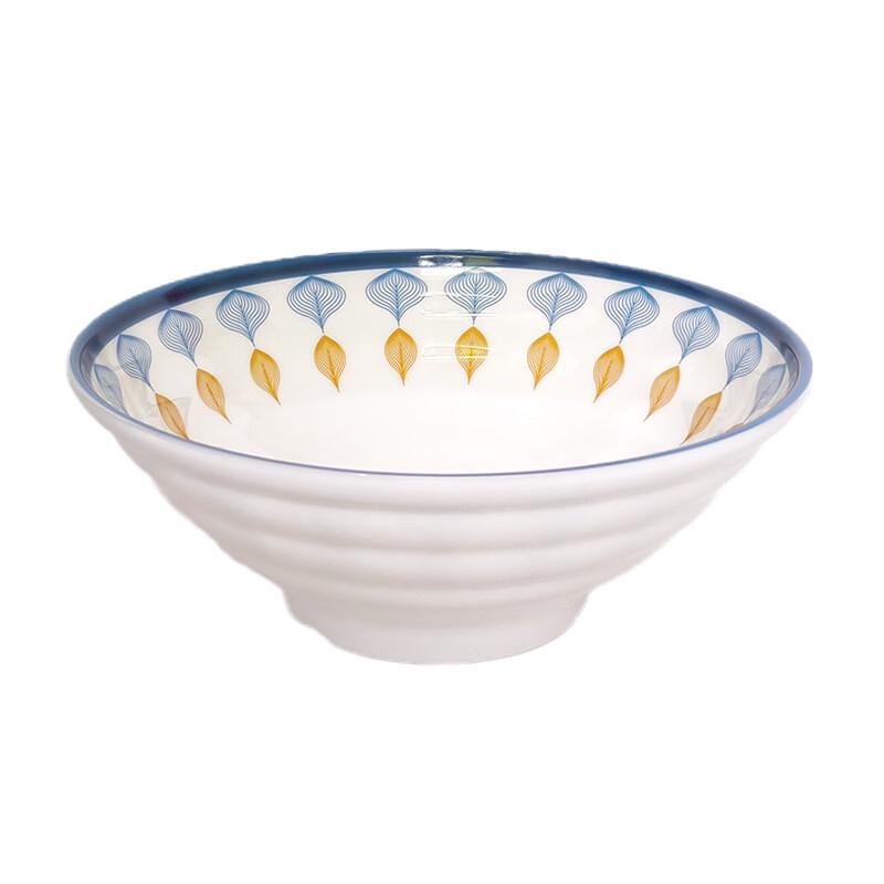 Abay Golden Branch Jade Leaf 8-inch Melamine Ramen Bowls - Set of 3