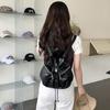 Flip pull rope bundle backpack simple female senior college student class commuter backpack