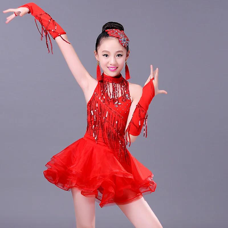 Gara di ballo da sala abiti da ballo per bambini abito latino per bambini abbigliamento da allenamento gonne costumi da flamenco da palcoscenico per bambine