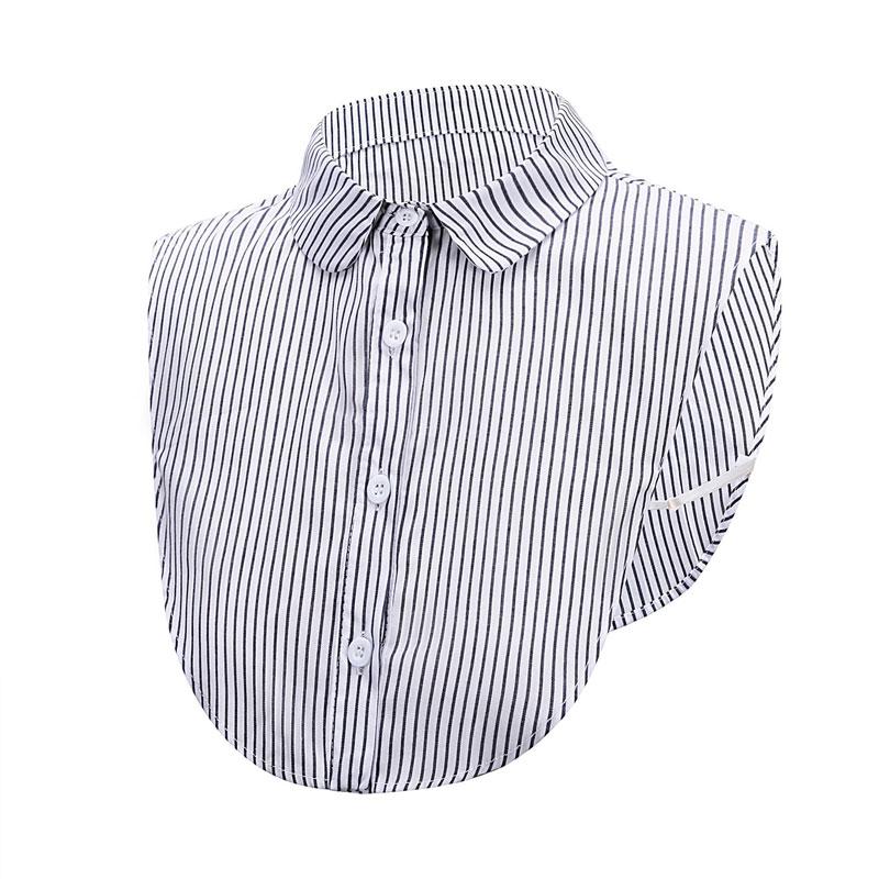 Womens Classic Striped Detachable Fake Collar Shirt Dickey Half Blouse False Collar for Lady Girls Men