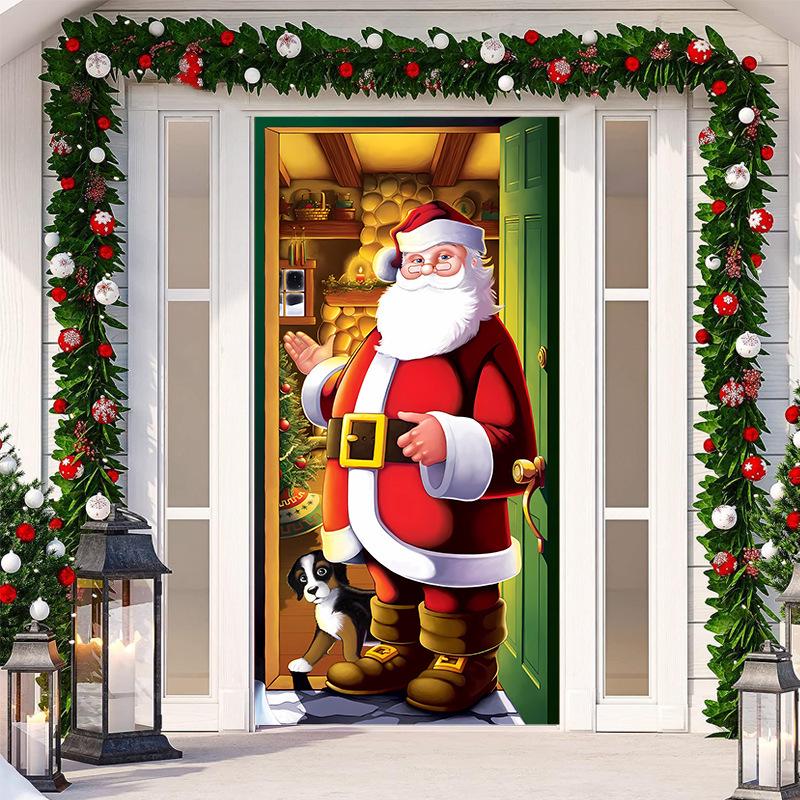 Christmas Door Tapestry: Hanging Cloth Decoration for Festivals & Parties