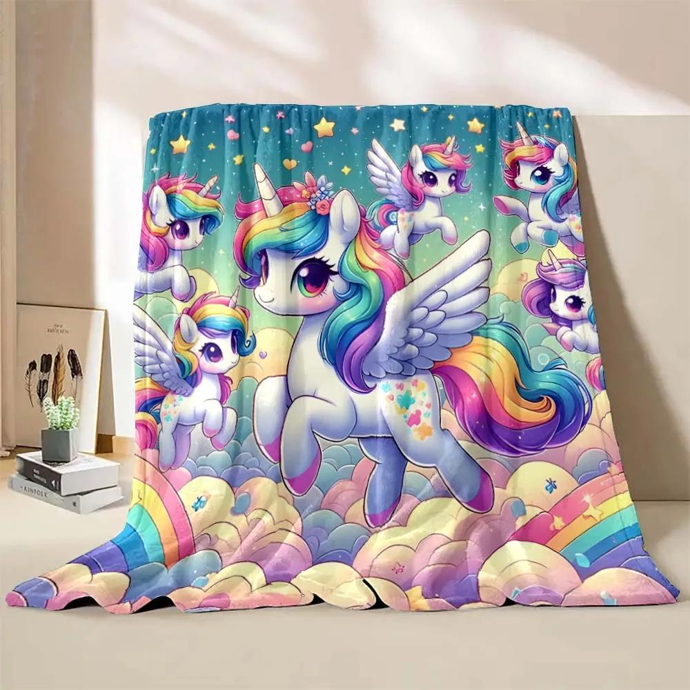 1PC Cute Unicorn Printed Cartoon Blanket Warm Soft and Comfortable Home Travel Blanket Sofa Bedding Cover Blanket Girls Gift